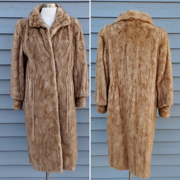 Vintage Pastel Mink Paw Mob Wife Designer Luxury Long Overcoat Coat Furs XL - Picture 1 of 9